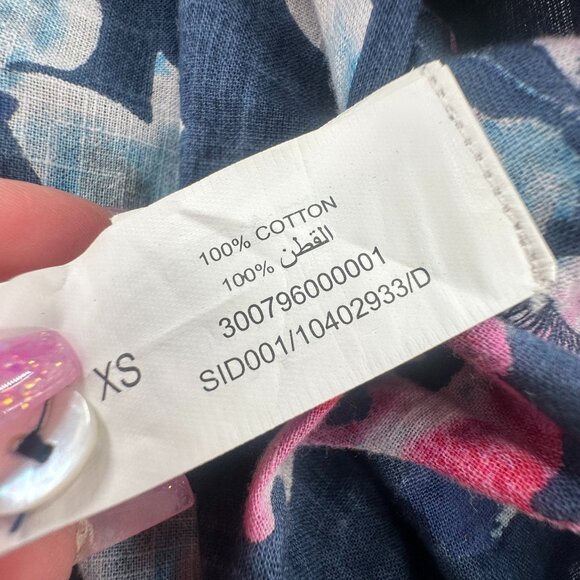 NEW! Bombay Paisley Babydoll Dress Womens XS Floral Navy‎ Blue Fusia 100% Cotton - Picture 8 of 16